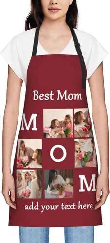 Vista 56 de Delantales personalizados para mujer, diseño de delantal de chef ajustable con nombre, textos, fotos, flores, regalos para el día de la madre