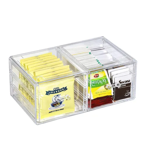Vista 10 de Cq acrylic 1 paquete de cajones de almacenamiento apilables transparentes para tocador, organizador de escritorio apilable de 3 cajones con cajones