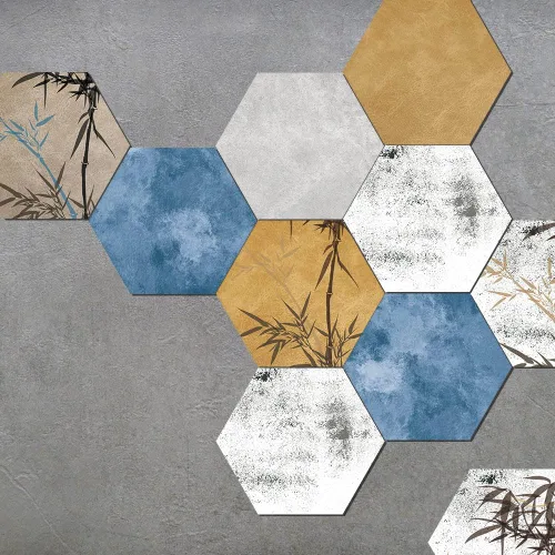 Vista 13 de Alwayspon 10 calcomanías hexagonales antideslizantes para el suelo, para decoración del hogar, despegar y pegar, autoadhesivas, para sala de estar