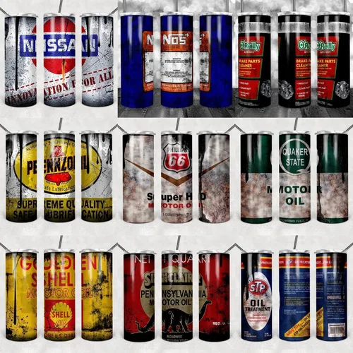 Vista 6 de Vaso de filtro de aceite, taza de café al vacío personalizada para hombre, serie Mechanic Garage de 20 onzas, 30 onzas, taza de filtro de aceite