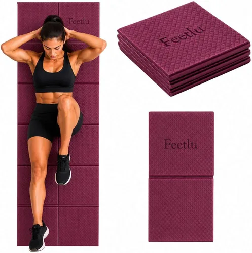 Vista 9 de Esterilla de yoga plegable, 6mm de espesor, ligera, antideslizante y fácil de guardar – Perfecta para viajes, yoga, pilates, entrenamientos en casa