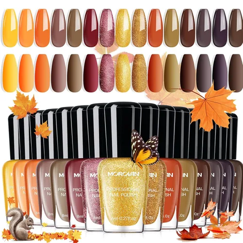 Vista 11 de Morovan - Juego de esmaltes de uñas brillantes: juego de regalo de 15 colores de secado rápido de larga duración Paquete de esmalte de uñas