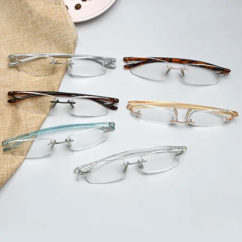 Vista 6 de BLUELESS Lentes de lectura sin montura para lectores pequeños hombres y mujeres (plata)