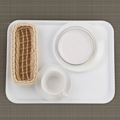 Vista 3 de Inhouse Bandeja de plástico blanco rectangular, 17.2 x 13.5 x 0.9 pulgadas (4 paquetes)