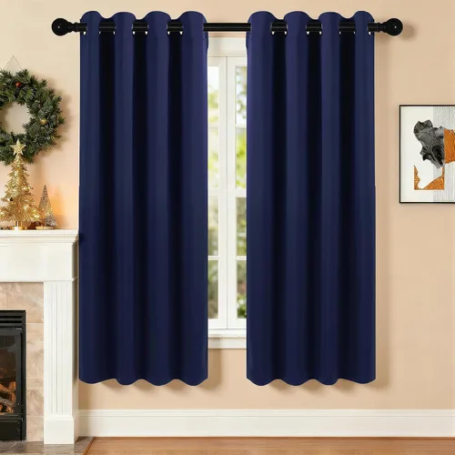 Vista 65 de Cortinas de oscurecimiento de habitación de 45 pulgadas de largo para dormitorio y sala de estar, cortinas térmicas aislantes con ojales