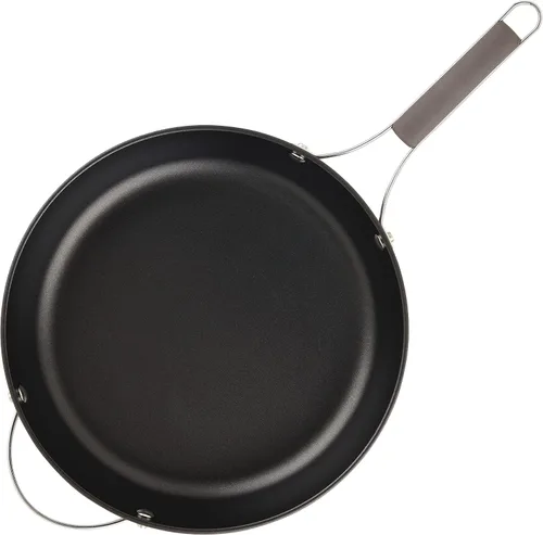 Vista 8 de [Usado] Ayesha Curry Kitchenware 80293 - Sartén profesional anodizada dura antiadherente con tapa y mango auxiliar, 12.25 pulgadas, color carbón