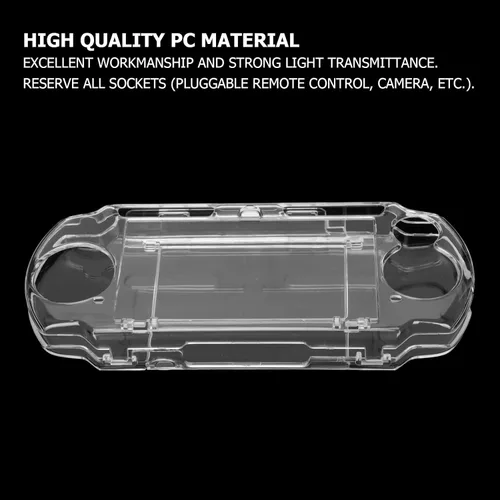 Vista 4 de Pomya Carcasa protectora, para consola de juegos PSP 2000 3000, cubierta protectora de cristal transparente, carcasa completa con soporte