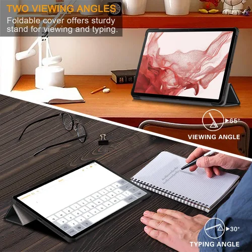 Vista 6 de Funda para Galaxy Tab S9 de 11 pulgadas, versión 2023, ligera, delgada, cubierta de soporte para SM-X710/716B/718U con función de apagado y Negro