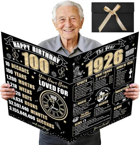 Vista 28 de Turypaty Tarjeta de 10 cumpleaños grande con sobre para niños y niñas, libro de firmas de invitados gigante de feliz 10 cumpleaños en negro y oro
