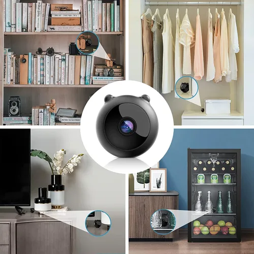 Vista 6 de Mini cámara espía 1080P Cámara oculta WiFi Cámara oculta portátil pequeña HD Nanny Cam con visión nocturna y detección de movimiento, acceso remoto