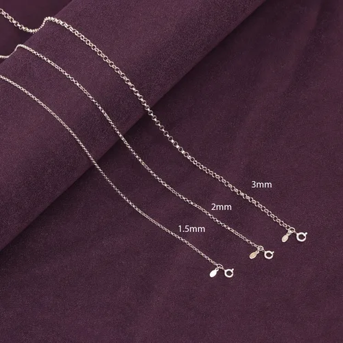 Vista 4 de LeCalla Links 925 Sterling Silver Italian Jewelry Trendy Gift 1.5 MM, 2 MM, 3 MM Rolo Link Chain Necklace for Teen Women and Men with Spring Ring