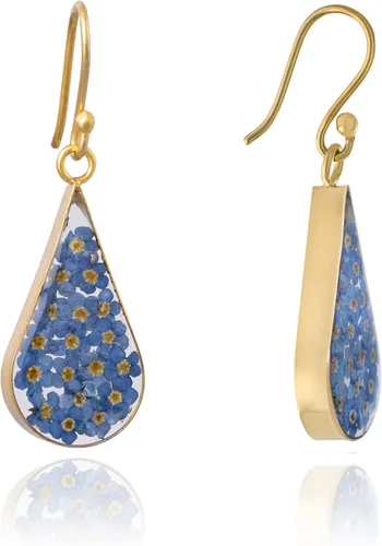 Vista 14 de Amazon Essentials Pendientes de plata de ley con forma de lágrima de flor prensada (anteriormente Amazon Collection)