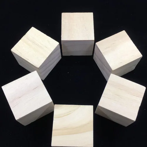 Vista 9 de 15 Pcs Unfinished Wood Cube Blocks, DIY Craft Pieces Blank CM