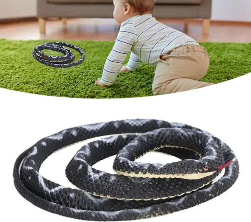 Vista 4 de plplaaoo Juguete de serpiente falsa, serpiente realista, figura de serpiente de coliflor de boa simulada, figura de serpiente de plástico