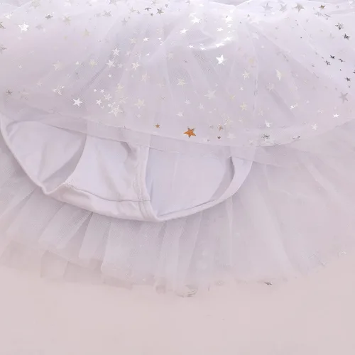 Vista 3 de Dancina Leotardo con falda brillante de manga larga para niñas, vestido de ballet con forro frontal
