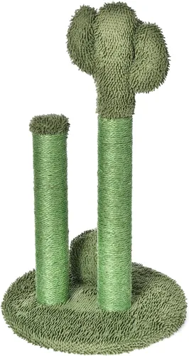Vista 2 de Amazon Basics - Poste rascador para gatos, con forma de cactus, triple poste para interior, con bola colgante, para gatos y gatitos, pequeño