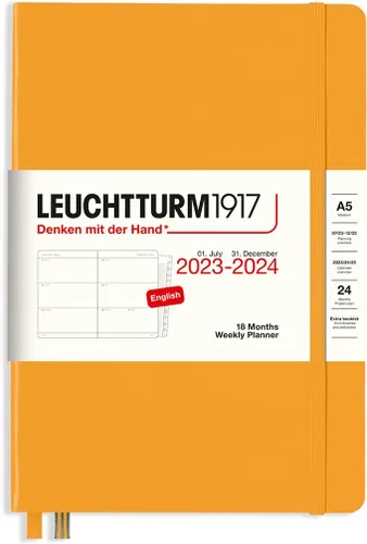Vista 8 de LEUCHTTURM1917 - Agenda semanal de 18 meses de tapa dura mediana A5, julio de 2023 - diciembre de 2024, inglés, tapa dura, lila