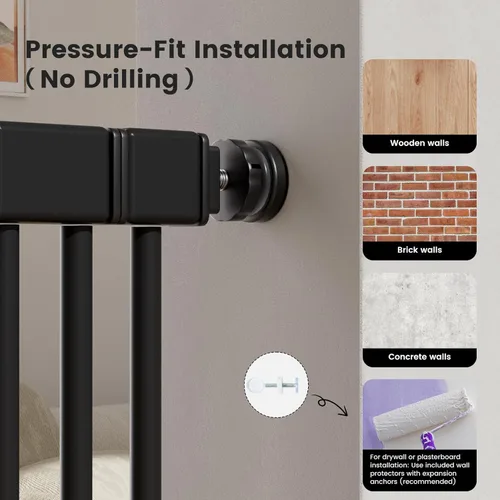 Vista 7 de Gardner Pet Puerta para gatos extra alta de 51"-87" para entrada, puerta para bebés amplia y ajustable de 27.56"-37", incluye 4 kits de extensión