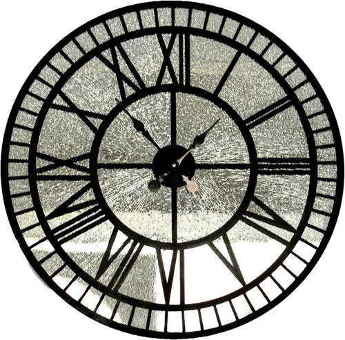 Vista 4 de Reloj de pared dorado con espejo grande, reloj de pared con espejo de plata real, relojes modernos para pared, reloj grande silencioso sin tictac