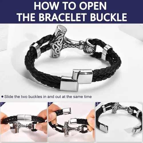 Vista 8 de Pulsera vikinga nórdica Pulsera de acero inoxidable para hombre, pulsera de flecha vikinga nórdica para hombre, amuleto de protección pagana