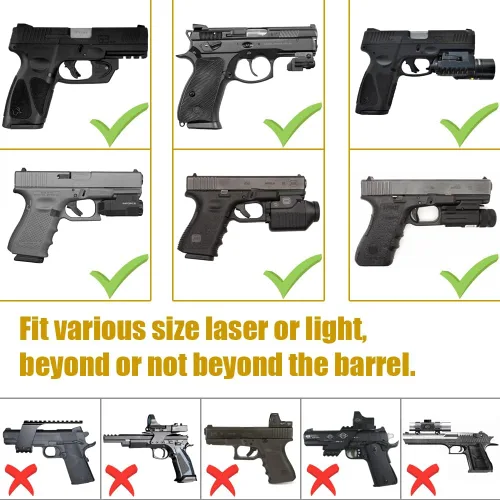 Vista 5 de Funda universal para cinturón para pistolas con láser o luz debajo del barril para pistolas medianas de tamaño completo