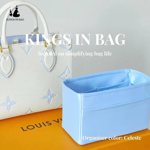 Vista 2 de Organizador de bolso para Onthego, inserto de bolsa sedoso, moldeador de bolso ligero para mujer, múltiples bolsillos de material satinado, uso