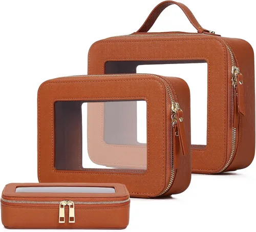 Vista 55 de Pinkmik Pequeña bolsa de maquillaje transparente, mini estuche para cosméticos, bolsa de aseo impermeable con cremallera, organizador de bolsos