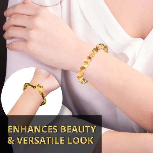 Vista 255 de Adjustable Crystal Bracelet – Gemstone Bead Bracelet with Adjustable Macrame String – Chic Gemstone Bracelet for Men and Women – 8mm Round Healing