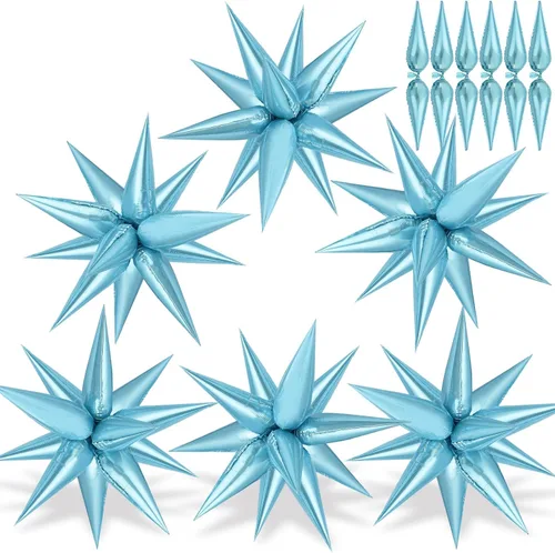 Vista 19 de 72 unidades de globos de estrella, grandes globos de cono de estrella metálicos de 26 pulgadas, globos de papel de aluminio de explosión colorida