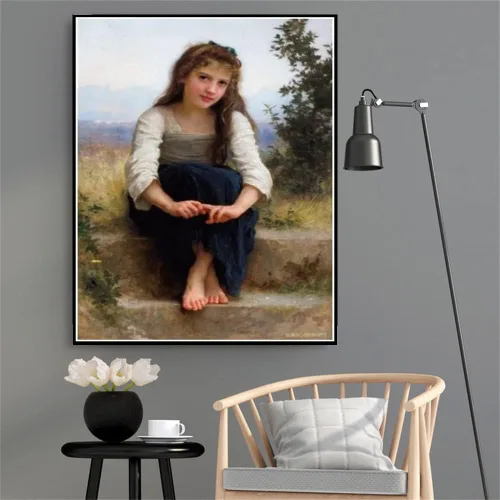 Vista 2 de Pintura numérica para adultos soñando despierto pintura por William-Adolphe Bouguereau DIY pintura por números Kits sobre lienzo