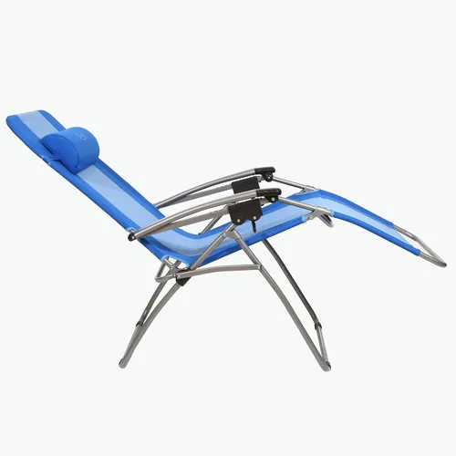 Vista 6 de Kamp-Rite Silla de césped de playa reclinable plegable para exteriores con Azul