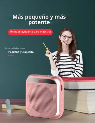 Vista 2 de Amplificador de Voz Portátil con Auriculares de Micrófono con Cable Sistema PA Recargable Altavoz Micrófono Personal Amplificador de Voz Potencia
