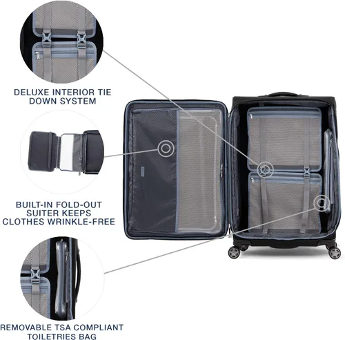Vista 5 de Travelpro Platinum Elite-Softside - Maletas expansible con ruedas giratorias, Negro shadow), 409186901