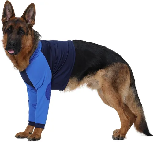 Vista 18 de LeLePet Traje de recuperación para perros para las patas delanteras, manga para perros para detener la lamida, protector de codo para lesiones