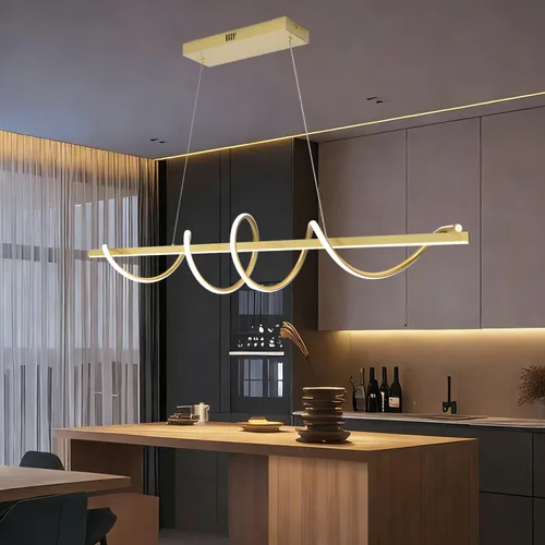 Vista 24 de Lámpara LED de 47.24 pulgadas regulable moderna lámpara colgante 3000K-6500K brillo de color ajustable con control remoto Blanco