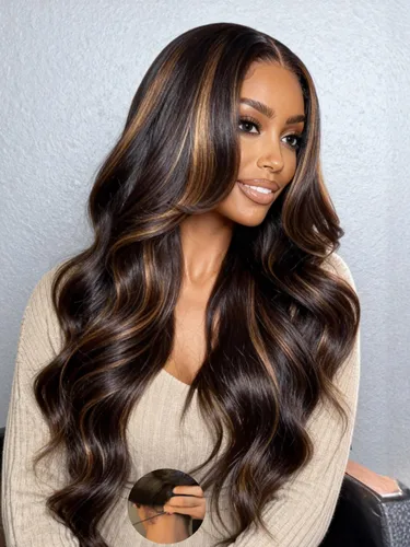 Vista 13 de Julia Hair - Peluca BOB sin nudos de 30 cm con cierre de encaje HD de 7x5, rubio con raíces marrones, corte recto y desflecado, prearrancada, nudos