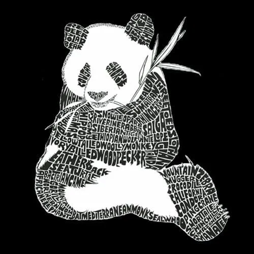 Vista 2 de LA POP ART Word Art - Delantal de panda con especies en peligro de extinción