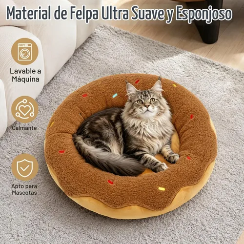 Vista 3 de Cama calmante para gatos de interior, cama lavable para mascotas A-Donut