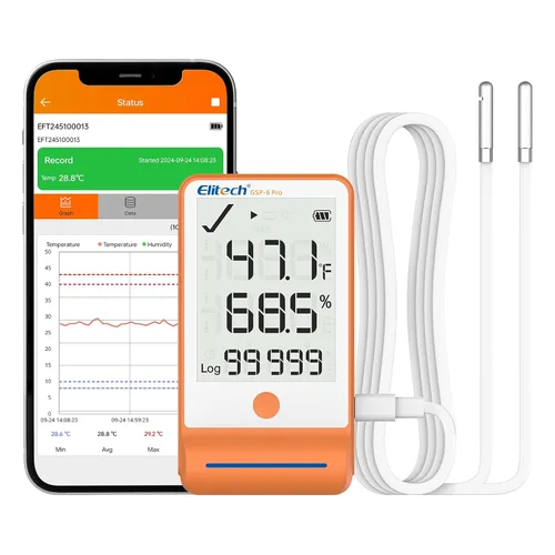 Vista 14 de Elitech ISO 17025 Certificado GSP-6 Bluetooth Data Logger Temperatura Humedad 100000 Readings, Shadow Data, Max Min Record, Auto PDF/CSV