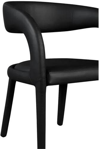 Vista 8 de Meridian Furniture 987Black-C Sylvester Collection Modern Silla de comedor tapizada de cuero vegano contemporáneo con respaldo redondeado, 23.5