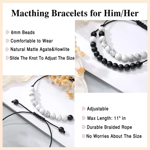 Vista 4 de UNGENT THEM - Pulseras Pinky Promise para parejas o mejores amigos juego de pulseras para relaciones a distancia bisutería de regalo para mujeres