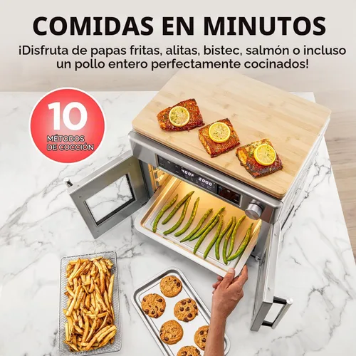 Vista 6 de Ivation Horno freidora de aire de doble zona con puerta francesa - 32 cuartos de galón, horno tostador de convección combinado, multifunción de 10