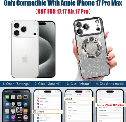 Vista 283 de Misscase Funda magnética con purpurina para iPhone 11 compatible con MagSafe, protección completa, delgada, a prueba de golpes, antiarañazos