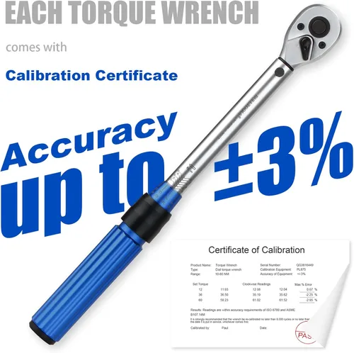 Vista 6 de BULLTOOLS Llave dinamométrica de 3/8 pulgadas con clic de accionamiento, juego de llaves dinamométricas de 72 dientes de dirección dual. Llave