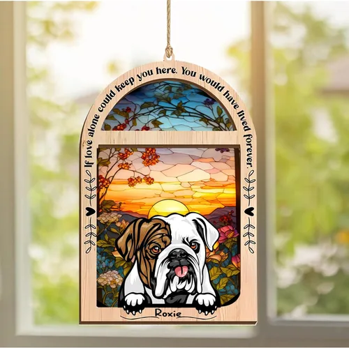 Vista 339 de LOVELYPOD Adorno de Navidad personalizado de sabueso afgano, atrapasoles con nombre, regalos de pérdida de mascotas, regalos para amantes