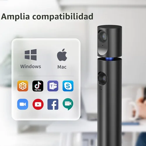 Vista 6 de CZUR Cámara web Halo Dual 1080P con micrófono, cámara web USB profesional