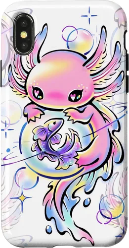 Vista 5 de Cute Kawaii Axolotl Purple Magical Crystals Case for iPhone 17