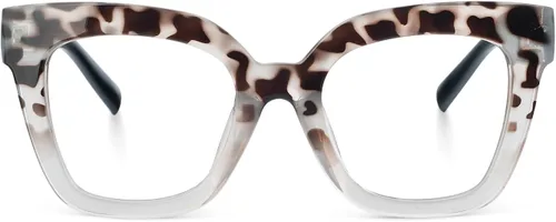 Vista 13 de Gafas de lectura Mujer Bloque de luz azul de gran tamaño Irregular Ojo de gato Marco