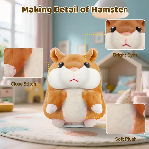Vista 7 de SANJOIN Juguetes para niños pequeños, hámster parlante repite lo que dices para niños y niñas, animales de peluche, juguete sensorial interactivo