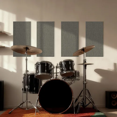Vista 9 de 4PCS Acoustic Panels, 24"x12" Fabric Acoustic Panels for Walls, Self-Adhesive Sound Absorbing Panels for Home, Office, Studios (Dark Grey)